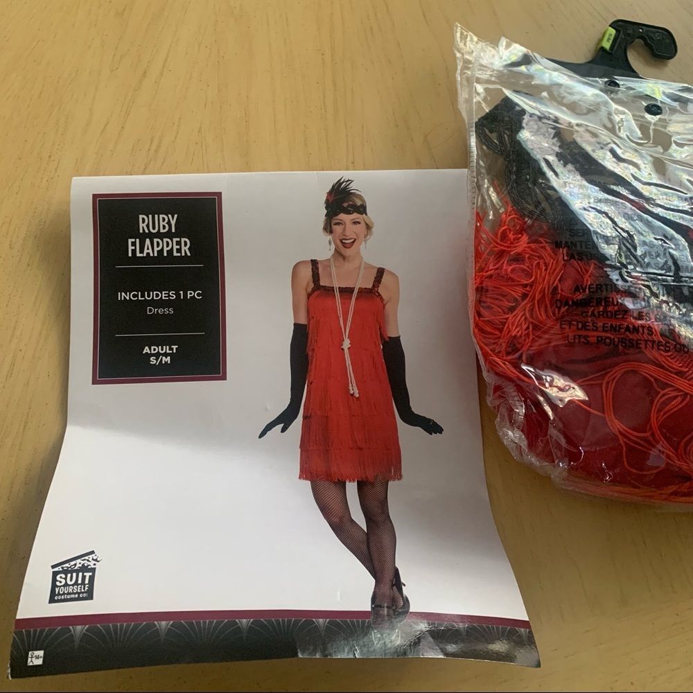 Ruby Flapper Dress with headpiece Halloween costume size Small